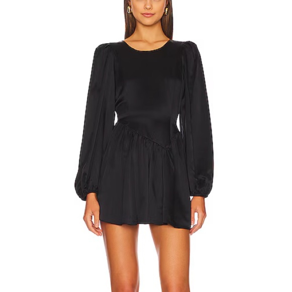 Loveshackfancy Black Silk Balloon Sleeve Dress - Picture 5 of 5